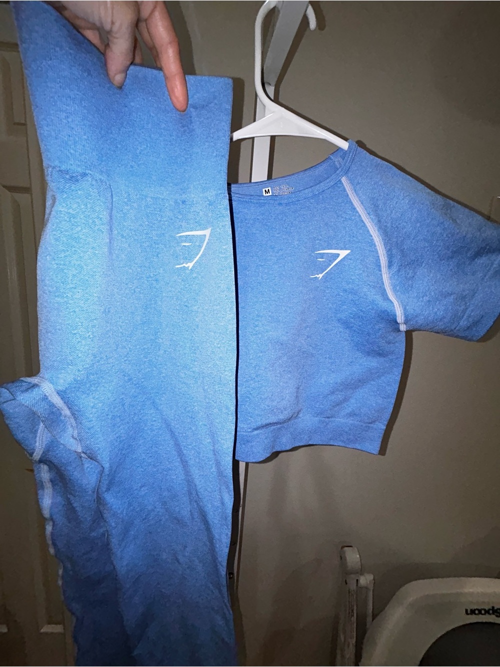 Gymshark Blue Crop Tee and High-Waist Leggings Set